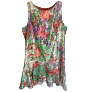Issac Mizrahi Water Colour Sleeveless Mini Dress with Bell Edge Size L